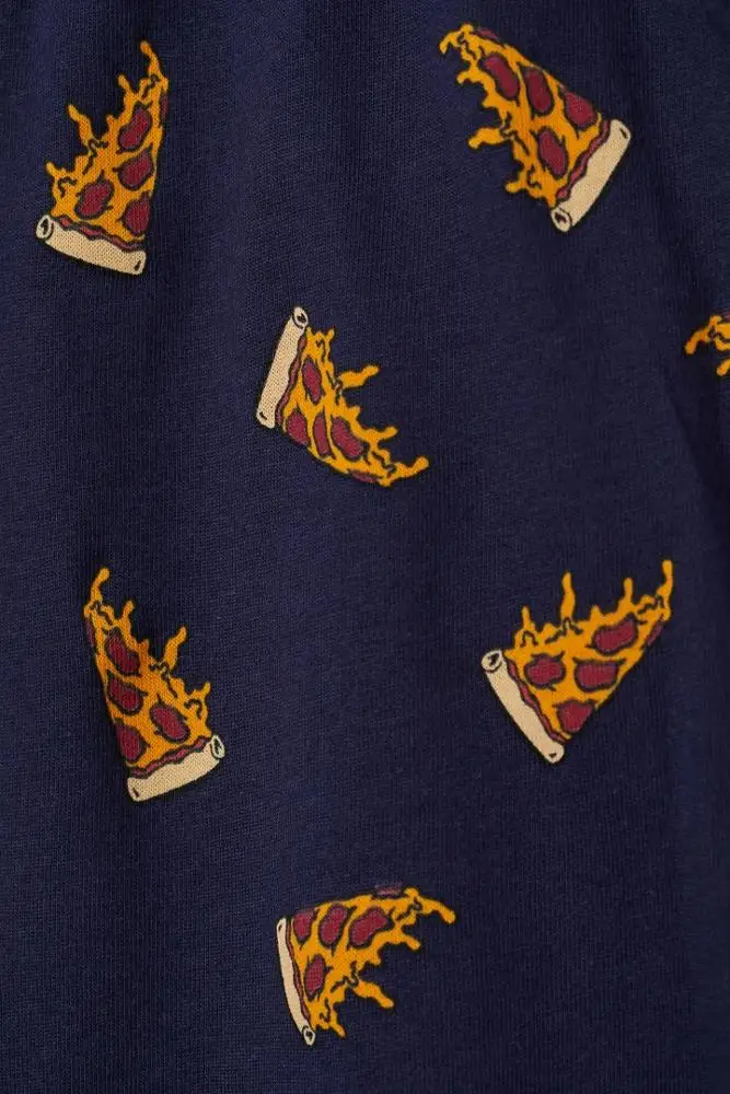 Футболка с коротким рукавом и шорты мужской пижамный комплект с принтом пиццы хлопковая летняя одежда для сна семейная Пижама