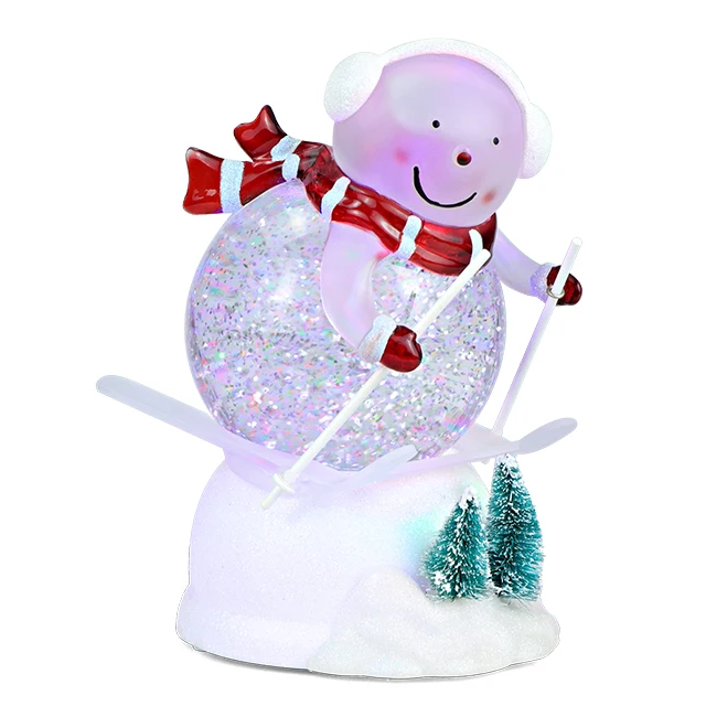 Swirling Glitter Snow Christmas Decoration Snowman Led Water lantern globe