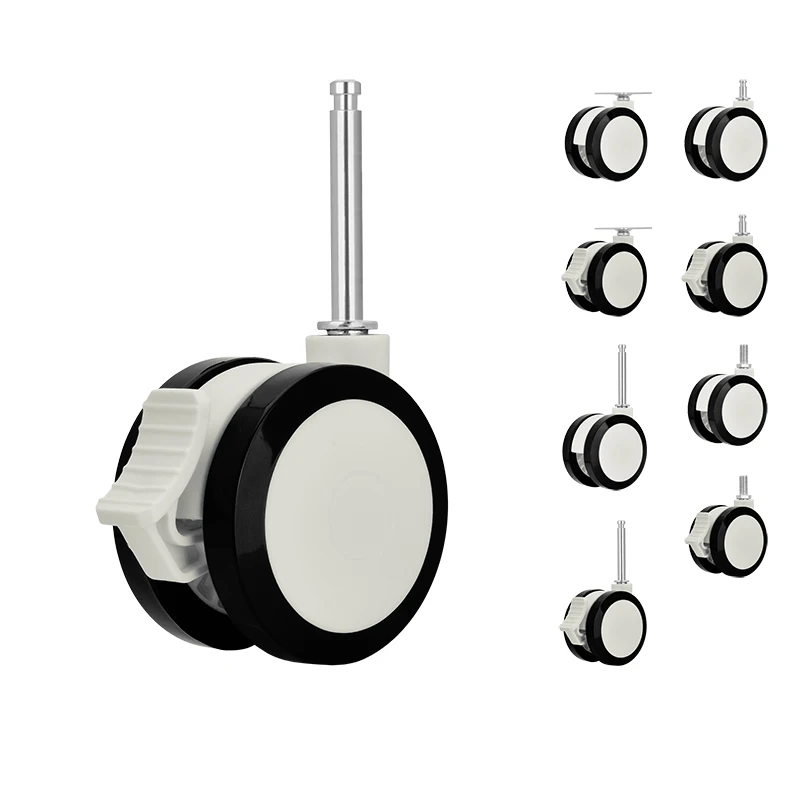 Universal High Quality Hospital Equiment Nylon Twin Wheels 2/2.5/3 Inch PVC Medical Caster Wheels Ultra Quiet Factory Direct