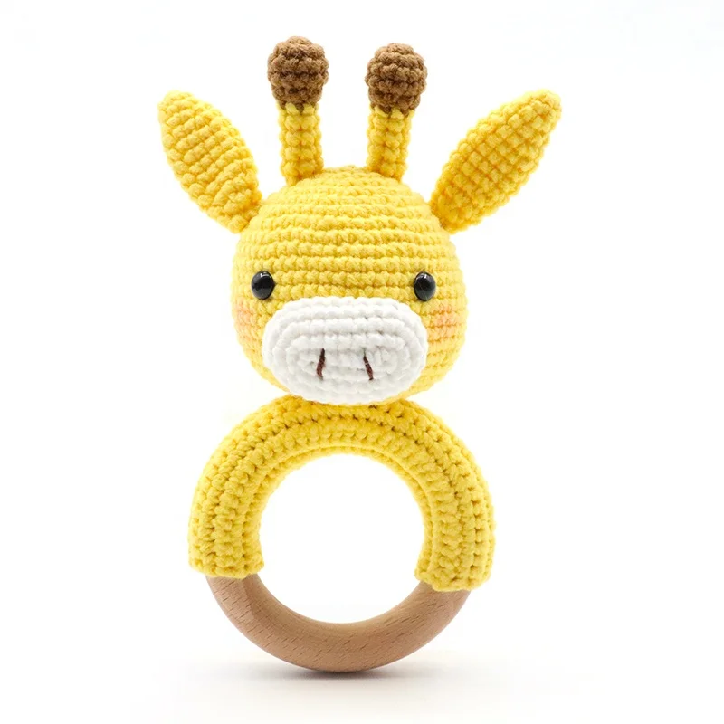 Высококачественное деревянное кольцо из бука, детская погремушка ручной работы в форме жирафа