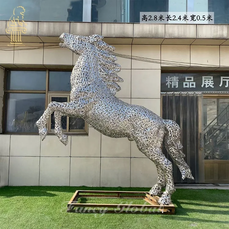 Animal Sculpture Statue Fancy Large Stainless Steel Decorative Metal Customized Deer Cattle Horse Elephant Abstract Outdoor Free