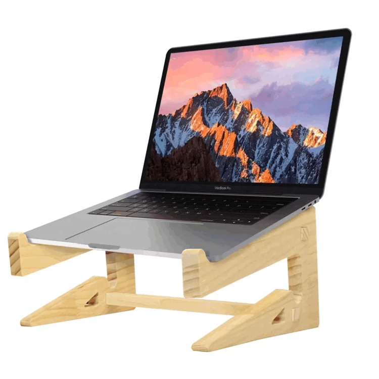 Natural Wooden Laptop Notebook Stand Wood Desk Holder Stand Wooden Laptop Stand