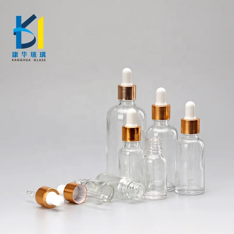 Wholesale 50ml 30ml Essential Oil Glass Dropper Bottle Refill Boston Round Pipette Bottle with White Childproof Dropper