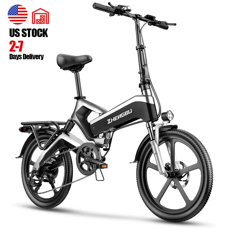 ZHENGBU K6S 20 Inch 48V 400W 500W 12.8AH Foldable Ebike Full Suspension Electric Bicycle Shimano 7 Speed Folding Electric Bike