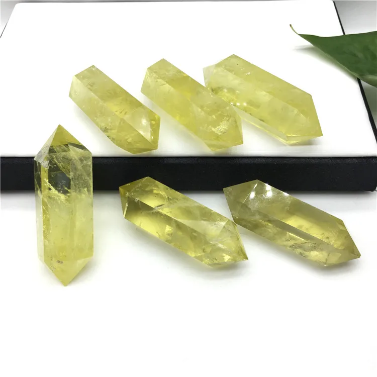 Natural citrine Double Terminated wand yellow quartz crystal point