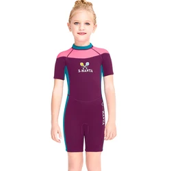 hot selling Girls Full Body Thermal Neoprene Swimsuit 2.5mm Kids Shorty Wetsuit for Diving Swimming Surfing