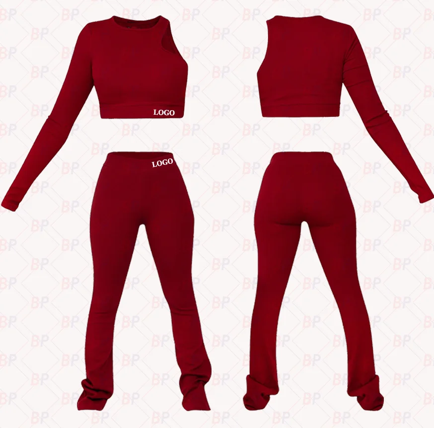 Custom Winter Cozy 2 Piece Set Women Fall One Shoulder Top And Extended Leggings Two Piece Lounge Wear Sets Women Clothing 2022