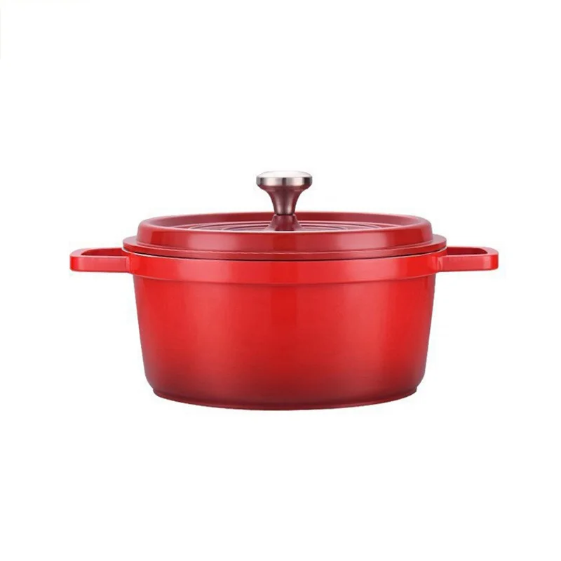 New Aluminum Die-cast Non-stick Enamelled Stockpot With Lid Soup Pot Stew Pot Gas Induction Cooker Universal Double Ear Saucepan