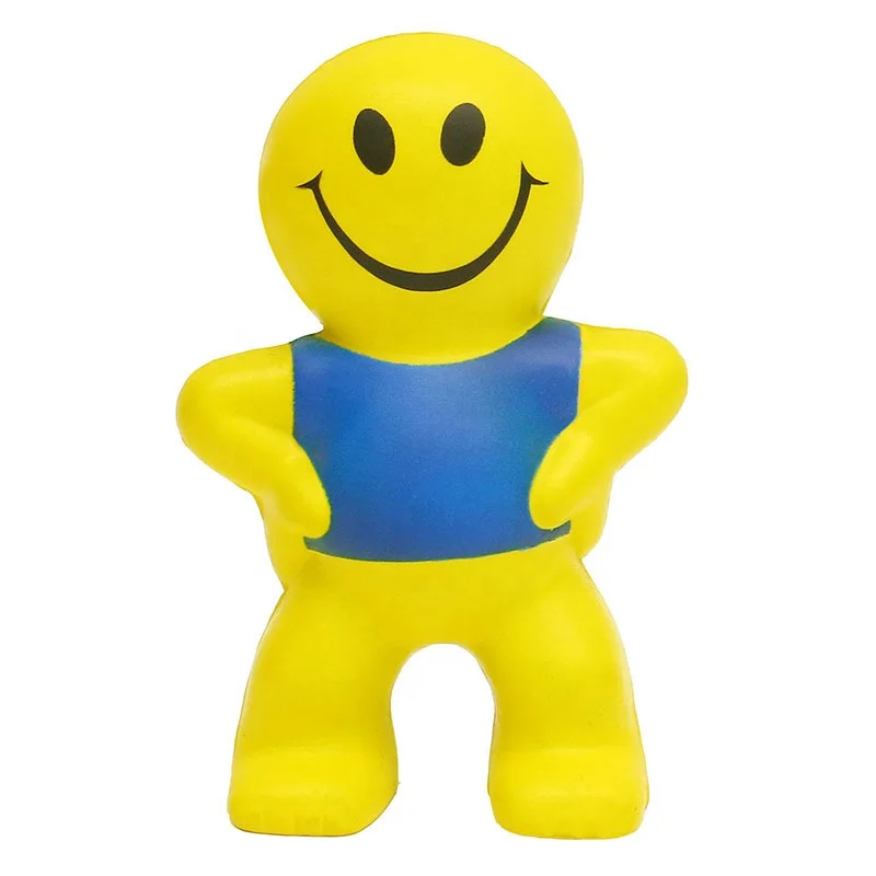 Manufacturer PU Foam Custom Human Face Man Stress Ball Yellow Human Shape Stress Ball Squish Toy