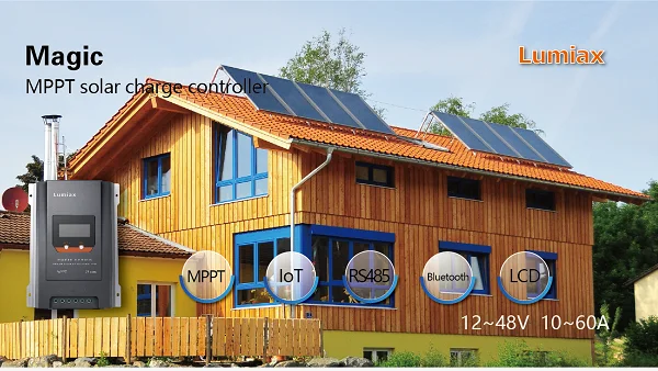 Lumiax 24v 48v 40a mppt solar charge controller for solar energy systems lcd