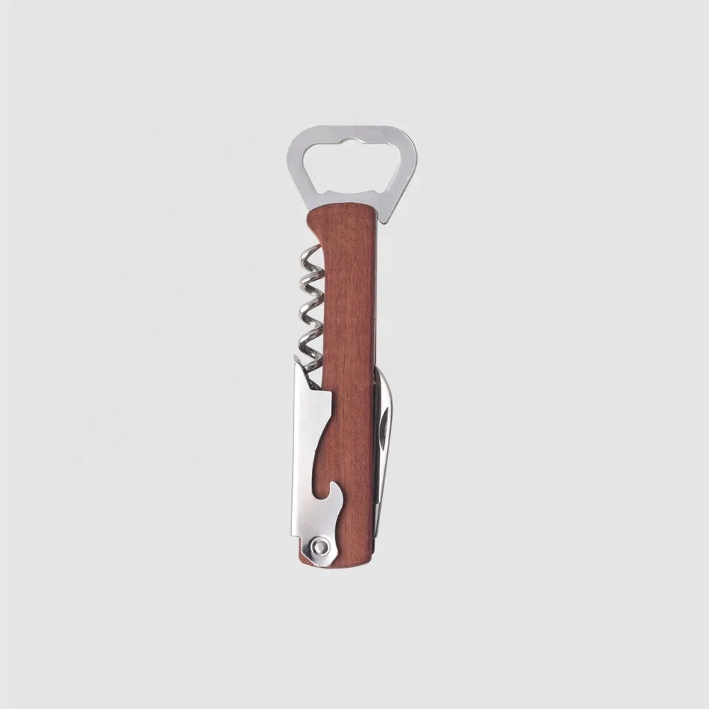 Factory Direct Custom Logo Stainless Steel Personalised Souvenir Red Wing Wine Cork Corkscrew Auger Wooden Can Bottle Opener