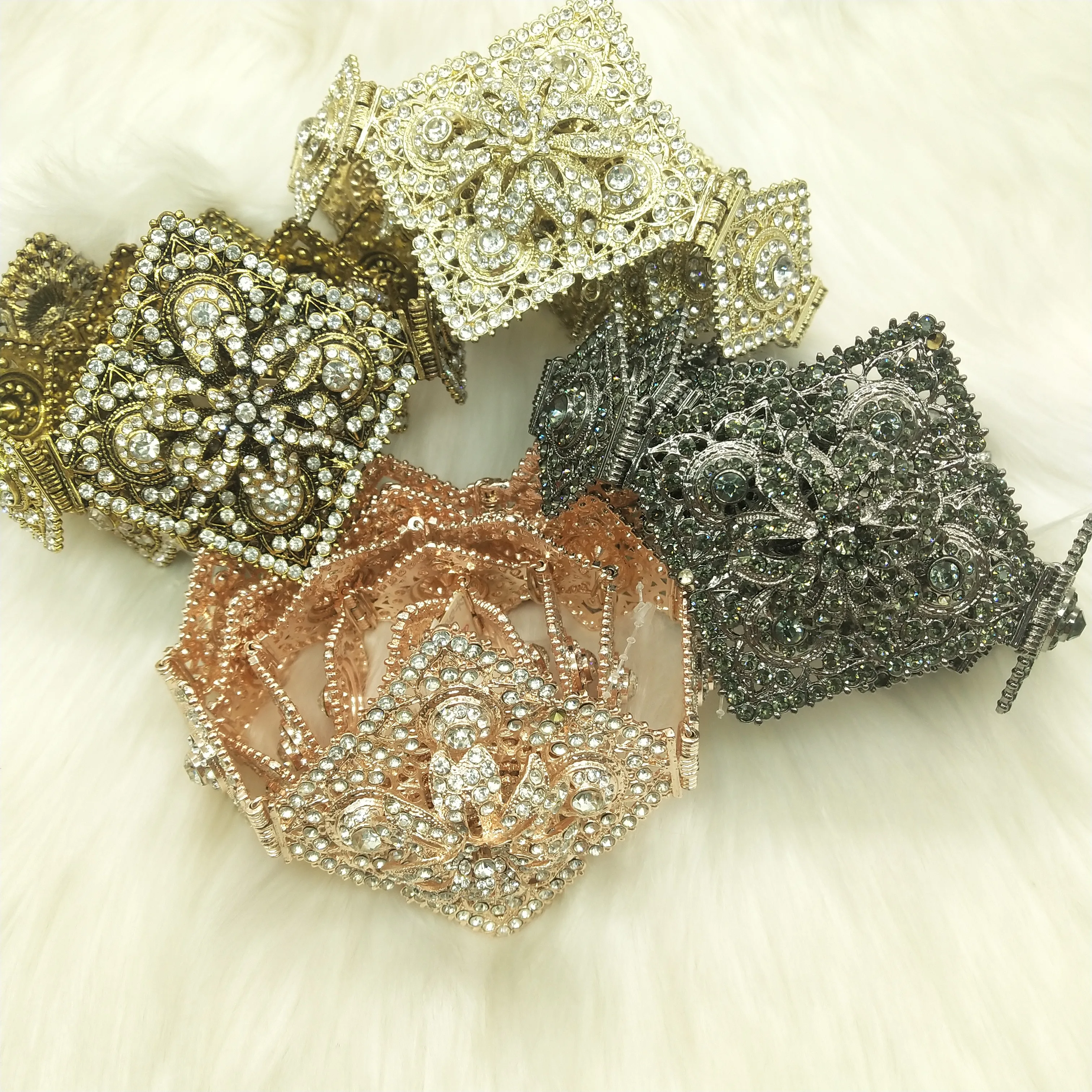 R French Gold Color Women  Chain Crystal Metal Waistband Morocco belt Wedding Caftan Dress Belt Adjustable Length