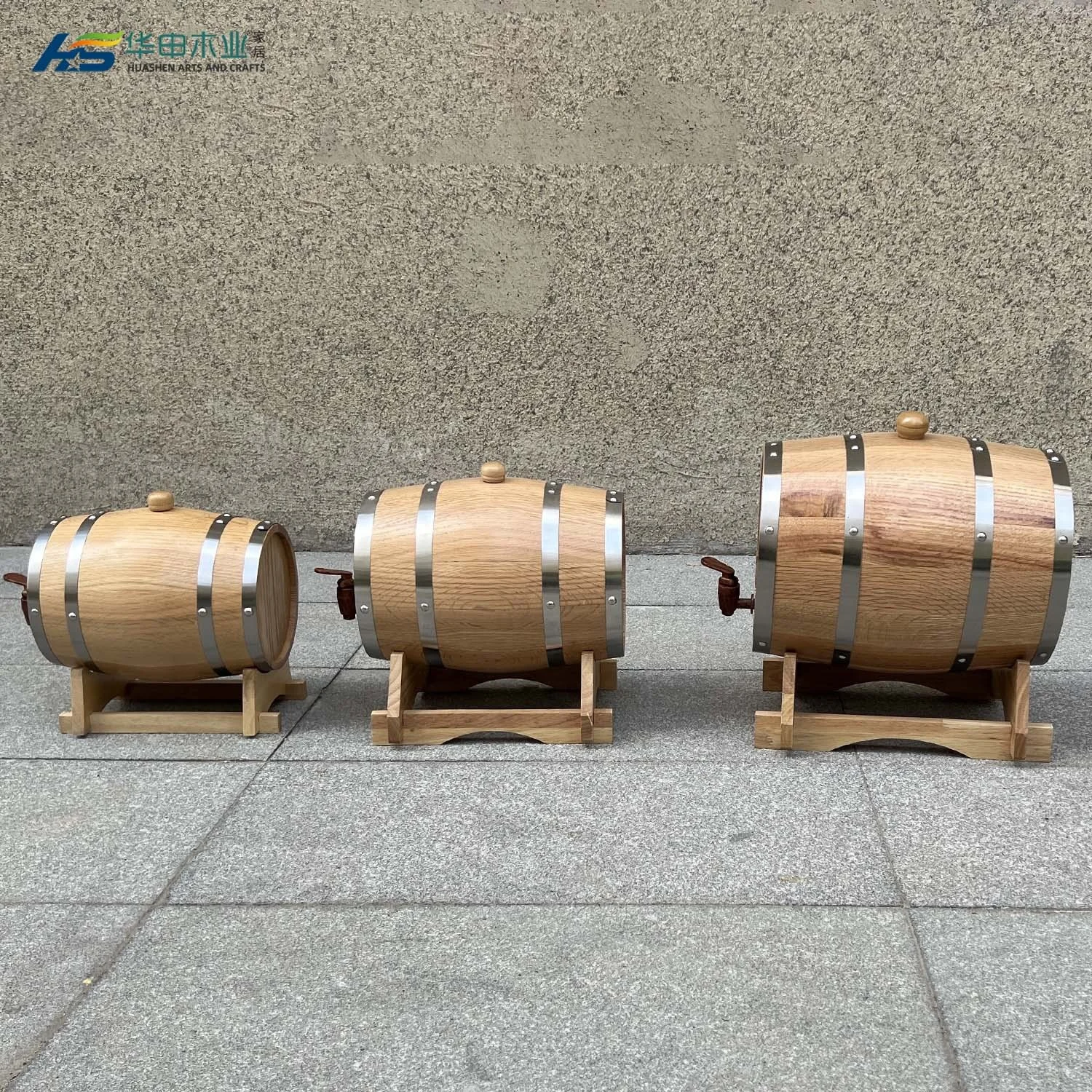 Caoxian Huashen factory wholesale wooden barrels oak wood barrel wood wine barrel 1/1.5/ 3/ 5 /10 L