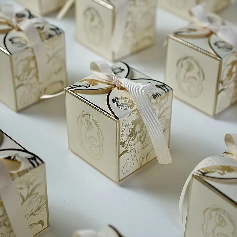 Luxury Custom Small Wedding Chocolate Dragees Boxes Sweet Candy Gift Favor Paper Packaging for Guests