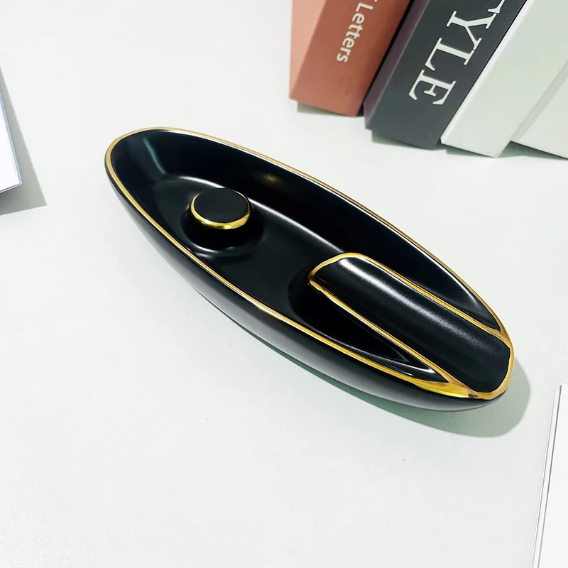 Керамическая пепельница для рекламы в уникальной овальной форме лодки индивидуальная сигар отеля фарфоровая офиса