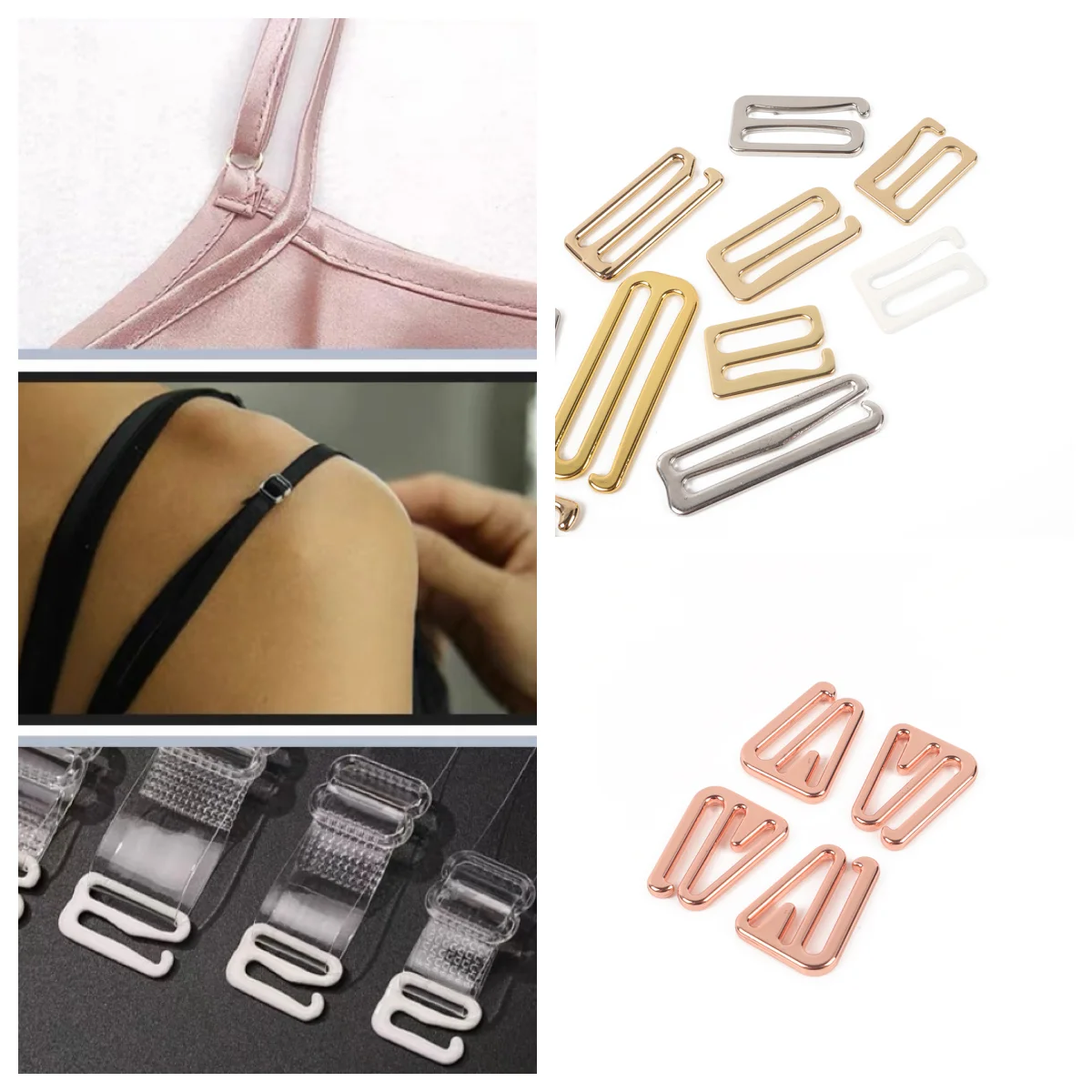 8mm 12mm 20mm Slider Adjuster Swimwear Hardware Accessories Clasp Bra Buckle Zinc Alloy Underwear Metal Dress for Underwear