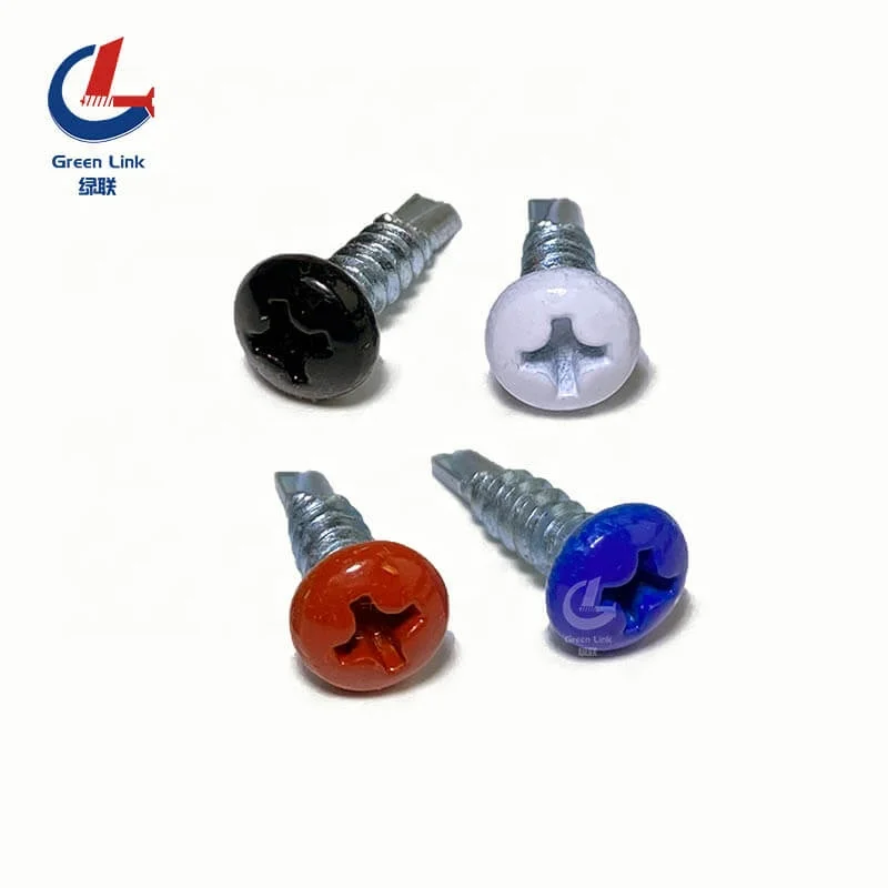 Carbon Steel Colorful Head Painting Screw Red Blue Black White Painted Screw