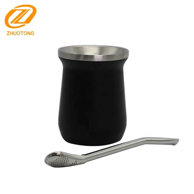 8 унций черно зеленые изготовленные на заказ двойные стены нержавеющая сталь с соломинкой Термокружка yerba mate Аргентина