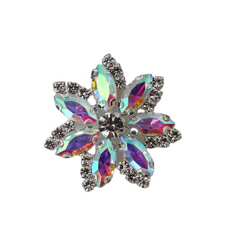 Cheap Cheap customized silver bling rhinestone slide flower hair clips gold diamond colorful  girls hair clip barrettes