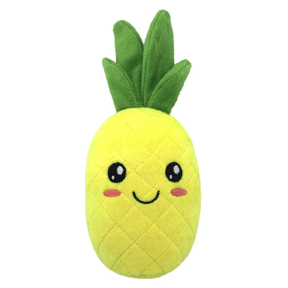Cute Stuffed Pet Toy Yellow Pineapple Dog Plush Squeaky Toys