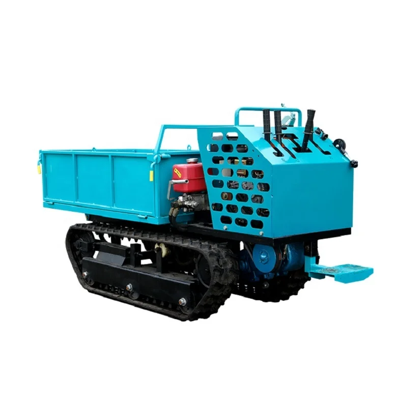 China Brand 0.8 ton 2 ton Diesel Small Hydraulic Rubber Crawler Transporter Dumper