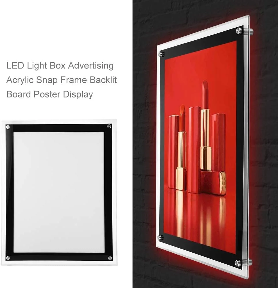 A4 Hanging Crystal Light Box Led Window Display Led Frame Acrylic Crystal Lightbox For Window Display For Real Estate