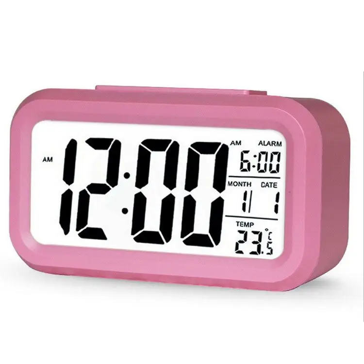 China suppliers Large LCD Display Digital Alarm Low Light Sensor Soft Night Light Easy to Set and Watch Digital Alarm Clock