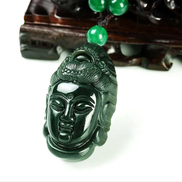 White 18k Wood Wholesale Carved Ivory Gold Green Jade Buddha Pendant