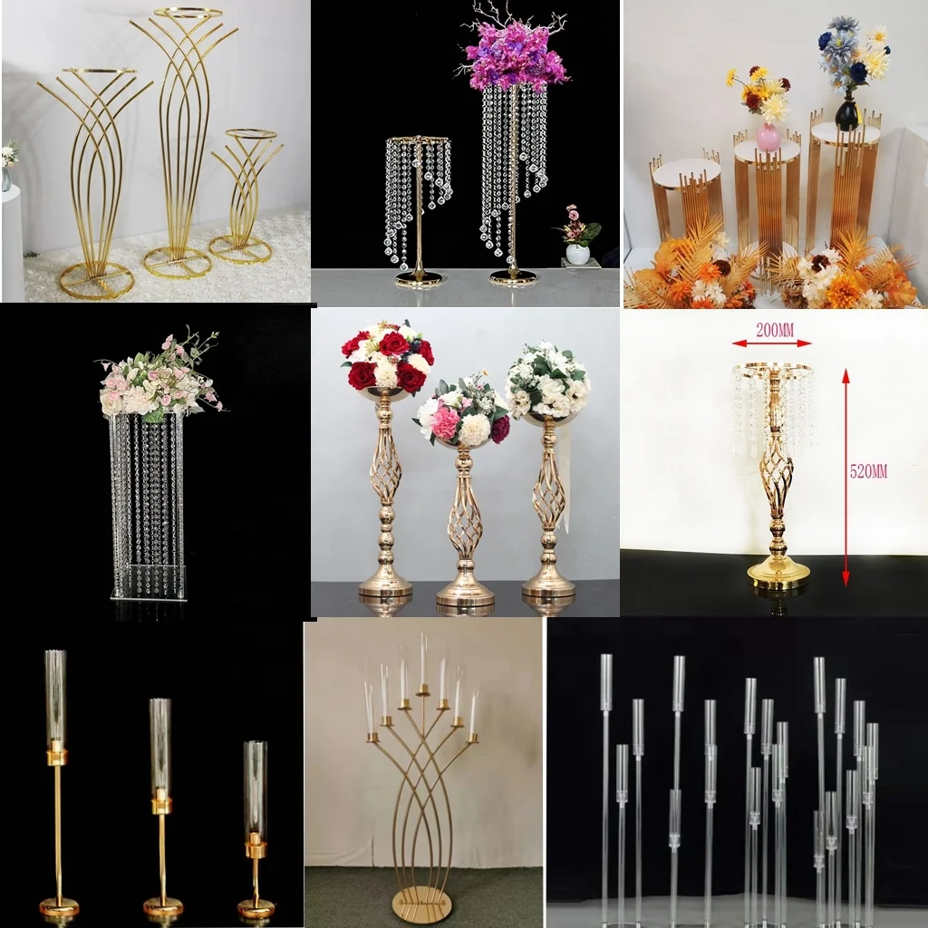 Ourwarm Unique 8 Design Custom Wedding Backdrop Arch Stand Frame Decoration Gold Metal Square