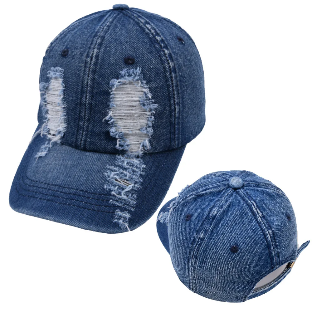 2024 Spring And Summer Blank Denim Sport Hat 2 types Vintage Distressed 6 panel Baseball Cap