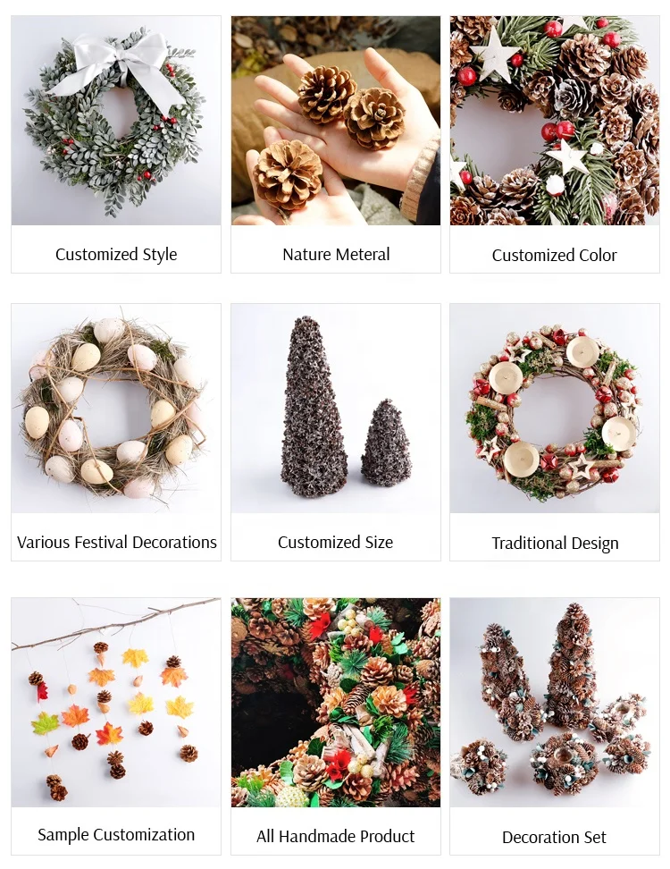 BSCI оптовая продажа высокое качество Белые сосновые конусы игла для рождественской елки украшения стола со снегом