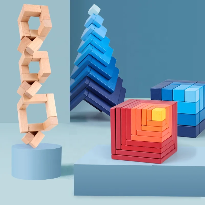Baby toy Cube Spatial thinking Puzzle Building Educatioanl wooden toy Familay Game for Children & Adlut toy