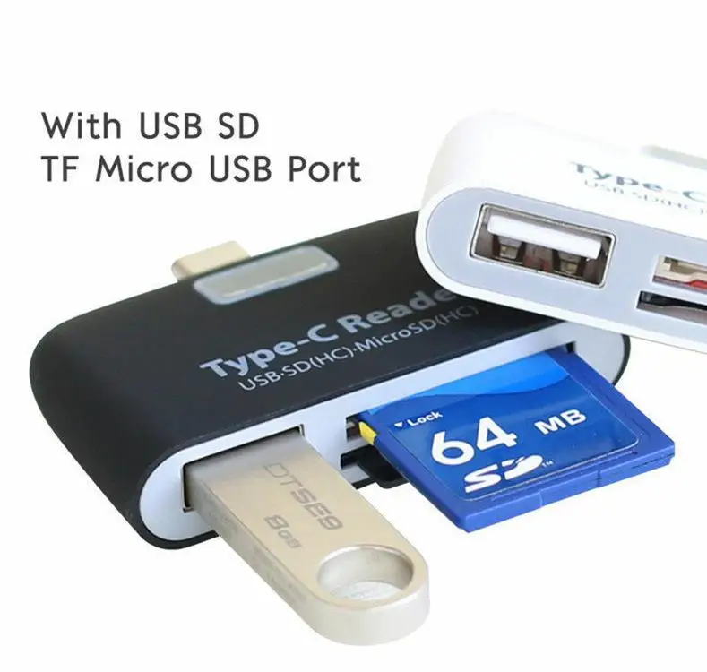  Тип C кард-ридер USB3.1 OTG адаптер концентратор с SD TF карты флэш-памяти для мобильных телефонов Android и ПК ноутбук