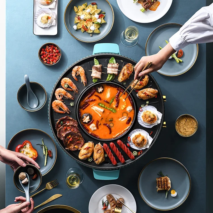 Электрическая сковорода Shabu раздельная Нескользящая портативная кухонная горелка плита горячий горшок для