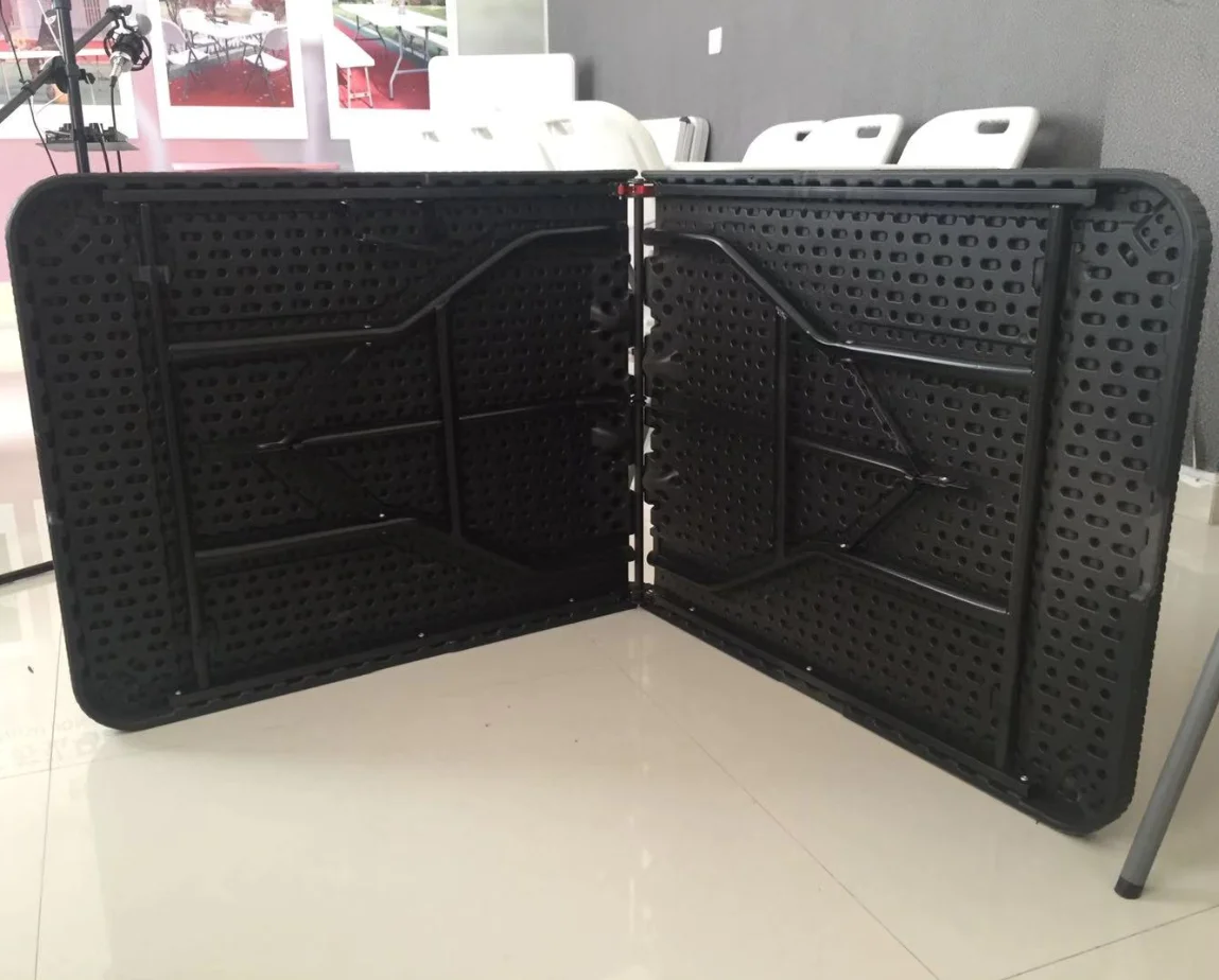 6ft chinese Supplier outdoor plastic portable folding picnic camping table and chair with 6 seats with Rattan Design