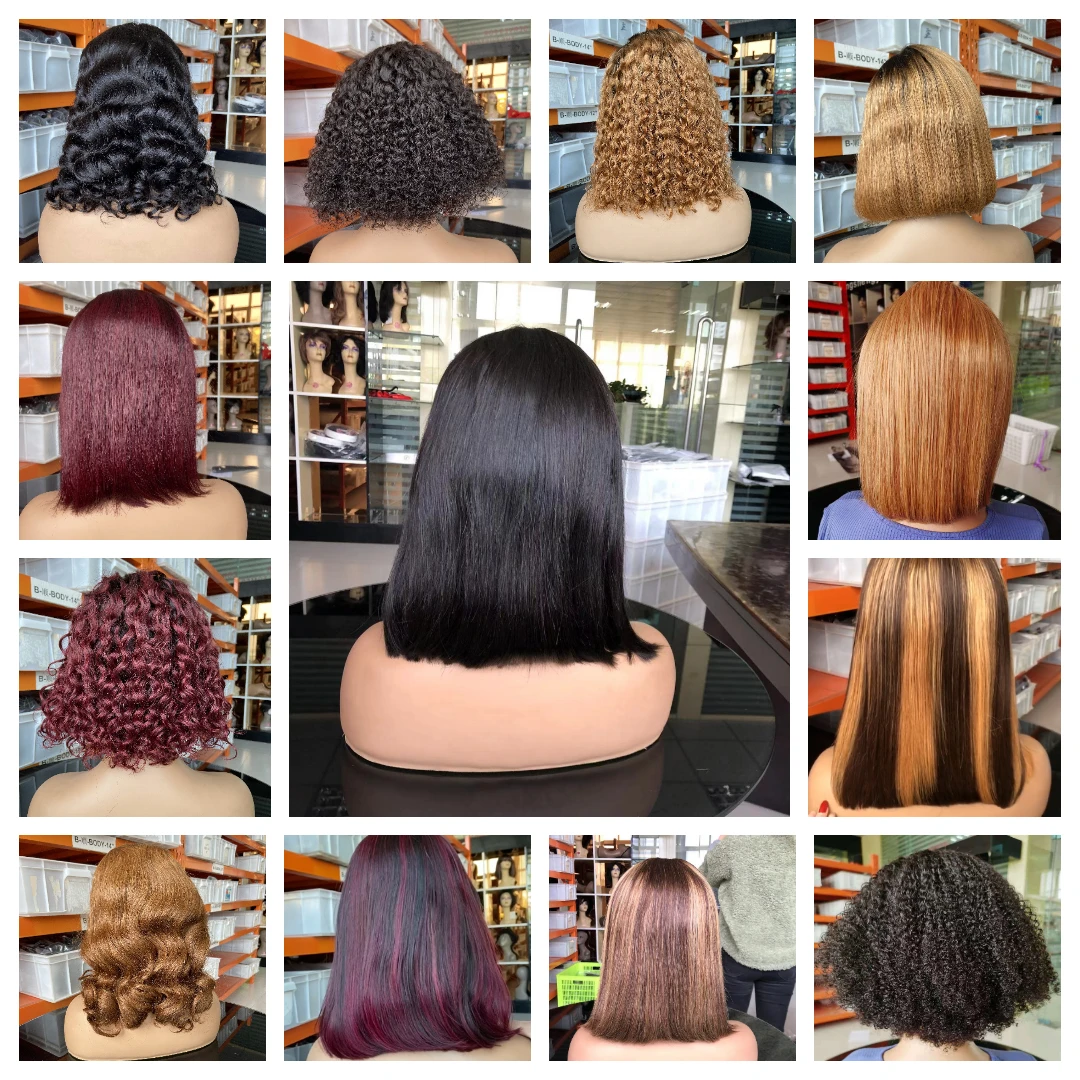 100% Virgin Brazilian Human Hair Frontal Wig T1B/#33 Curly 4x4 Lace Bob Wig Glueless Wig Human Hair For Black Women