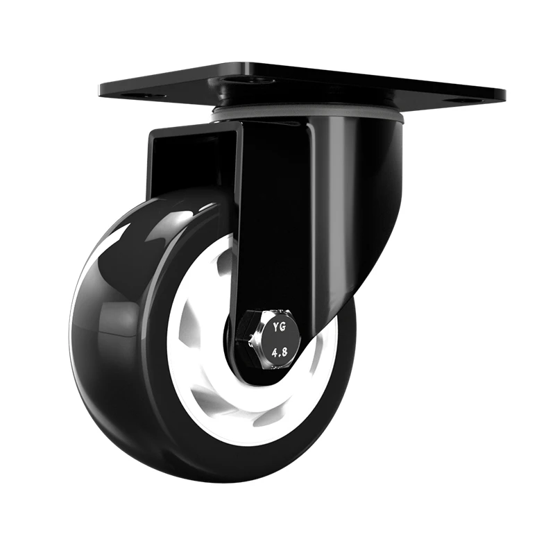1.5/2/2.5/3inch Silent Mute black pu swivel 40 mm small castor wheels for furniture with Brake