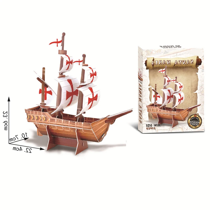 Educational Toys 3D Model Vessels Boat Puzzles Sailing Vessel 3D Jigsaw Puzzles Chinese Santa Maria for Children DIY