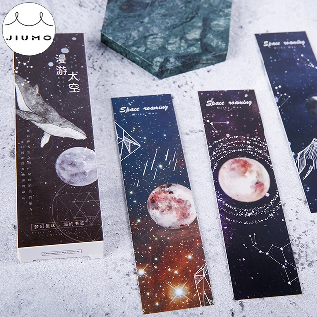 30 шт./кор. прогулочная Космос Вселенная планета «Луна» «Звезды» закладки для Новинка чтения книг создатель страница Творческий Бумажная Закладка