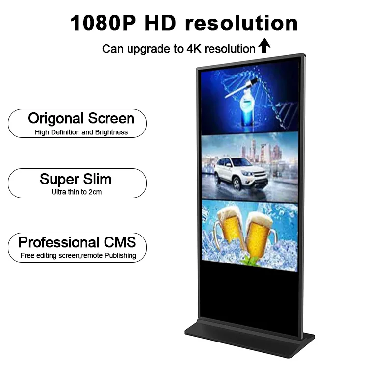 55 Inch Full Hd Lcd Digital Signage Display Stand Indoor Advertising Kiosk