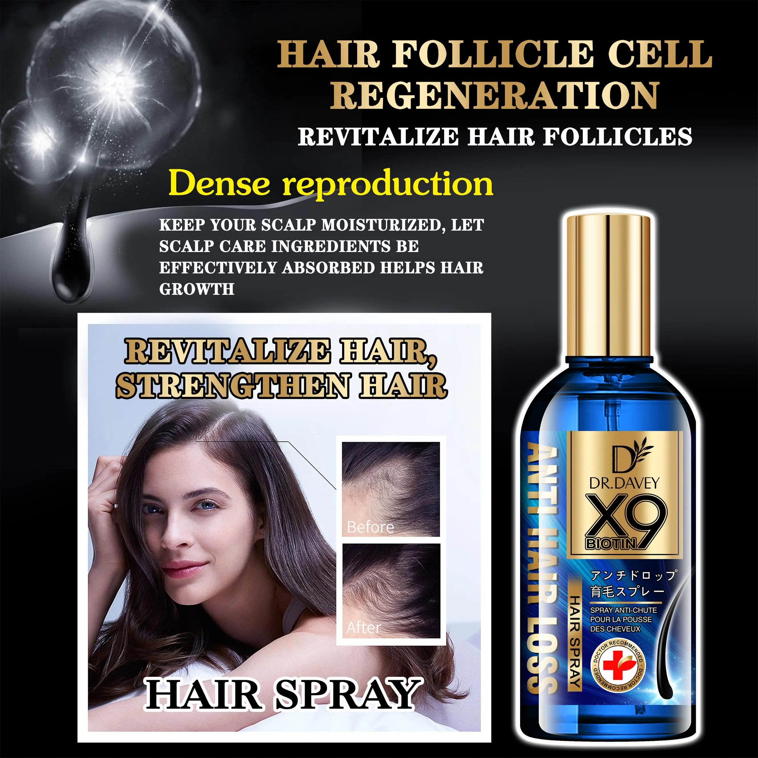 OEM Factory Private Label Biotin Anti Hair Loss Hair Spray