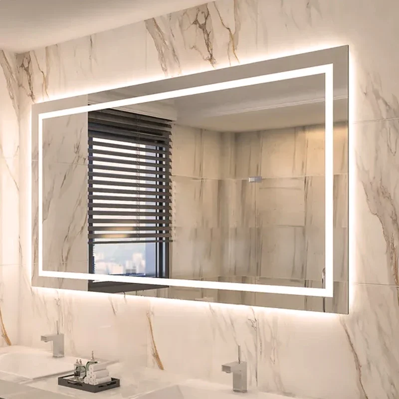 Factory customize full UL CE hotel smart CCT 3000K-6000K 24*36/36*36/48*36 dimmer defogger wall mounted bathroom led mirror