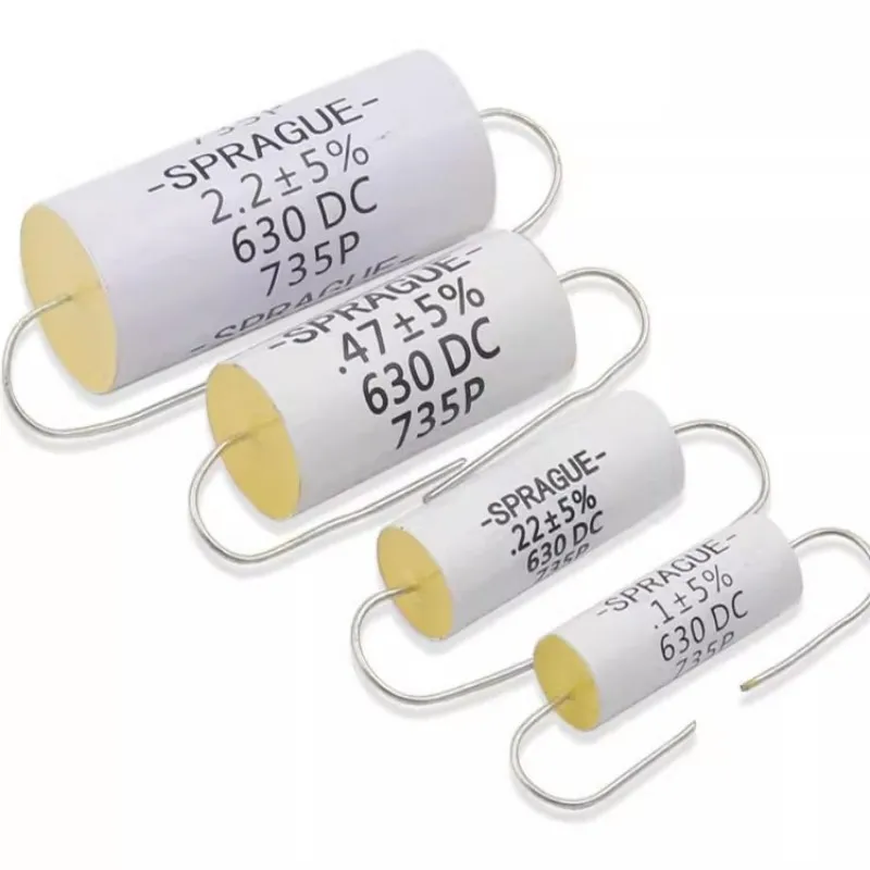 Axial film capacitance   0.1uf  0.22uf 0.47uf 2.2uf 630Vdc 630v 735P 430P  SPRAGUE  Bile audio coupling axial fever capacitor