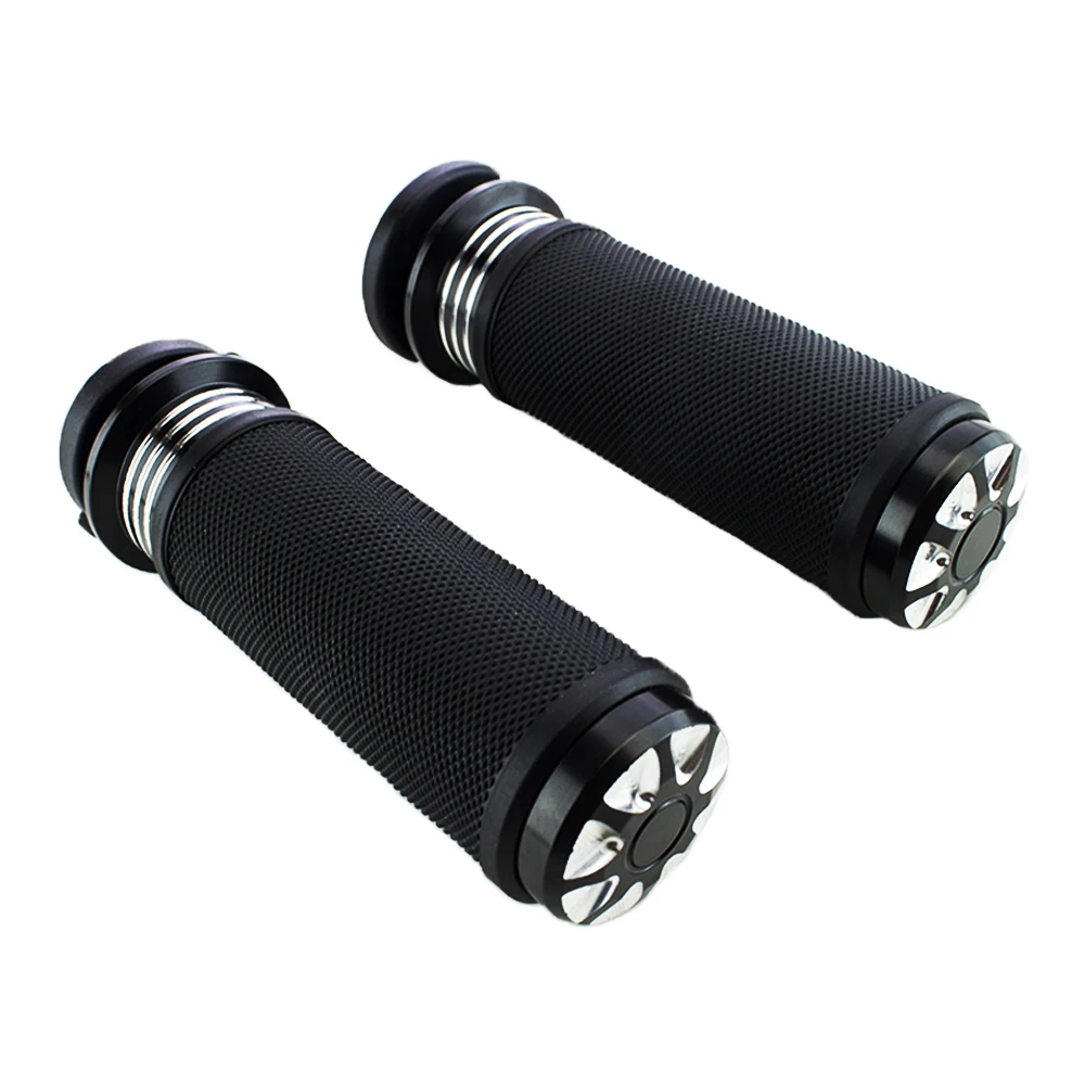 Motorcycle Aluminum Chrome Plastic Padded Handgrip Grips Handlebar Cover For Harley Universal 22mm 25mm