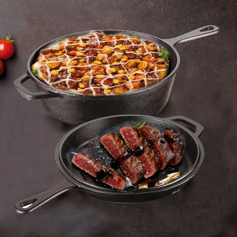 Manufacturer Cookware Pre Seasond Eco Friendly Vintage Dutch Oven Cast Iron Pots and Pans Set