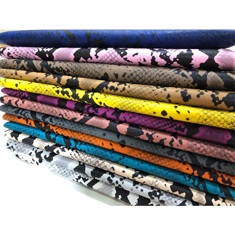 Factory direct sales provide free color card thickness 0.99mm python pattern fabric leather