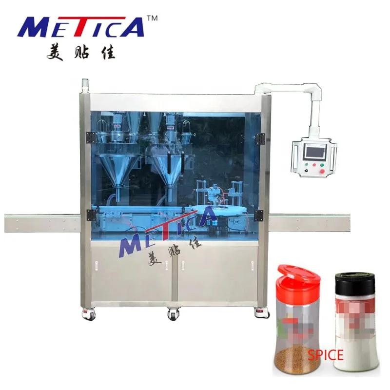 METICA Automatic bottle spice filling closing machine spice bottle filling machine plastic pet filling machine containers spices