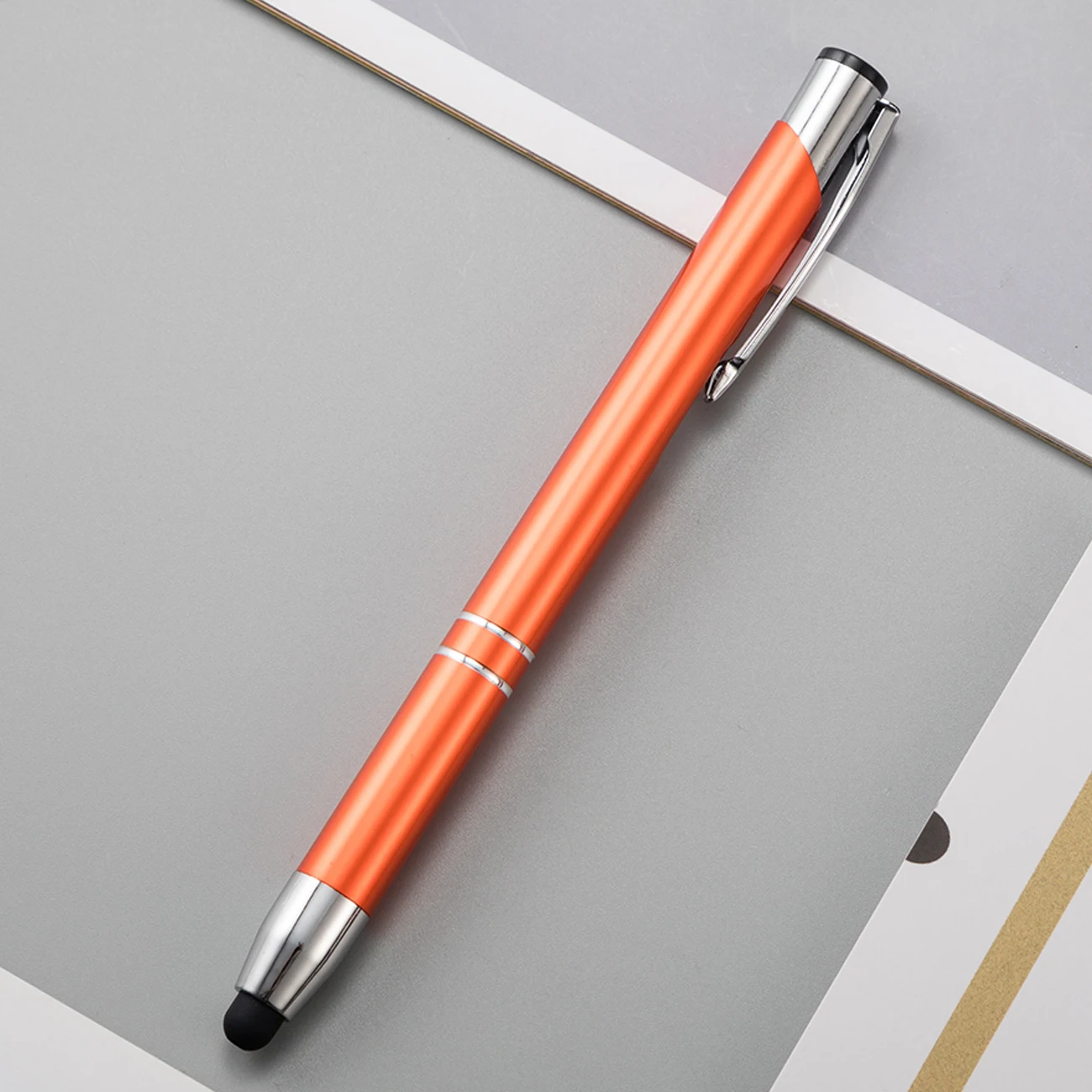 Two-coil bevel mouth press pen advertising promotion mobile phone touch capacitor head pen mouth touch screen ballpoint pen