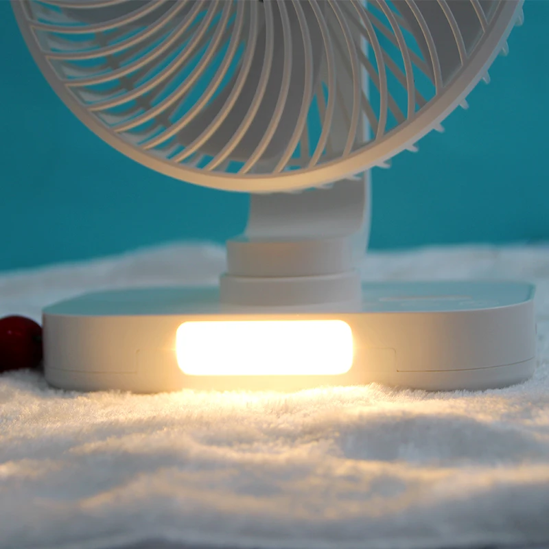 Mini Fan Portable Charger Oscillating Detachable Table Fan 2400mAh Rechargeable Usb With Night Light