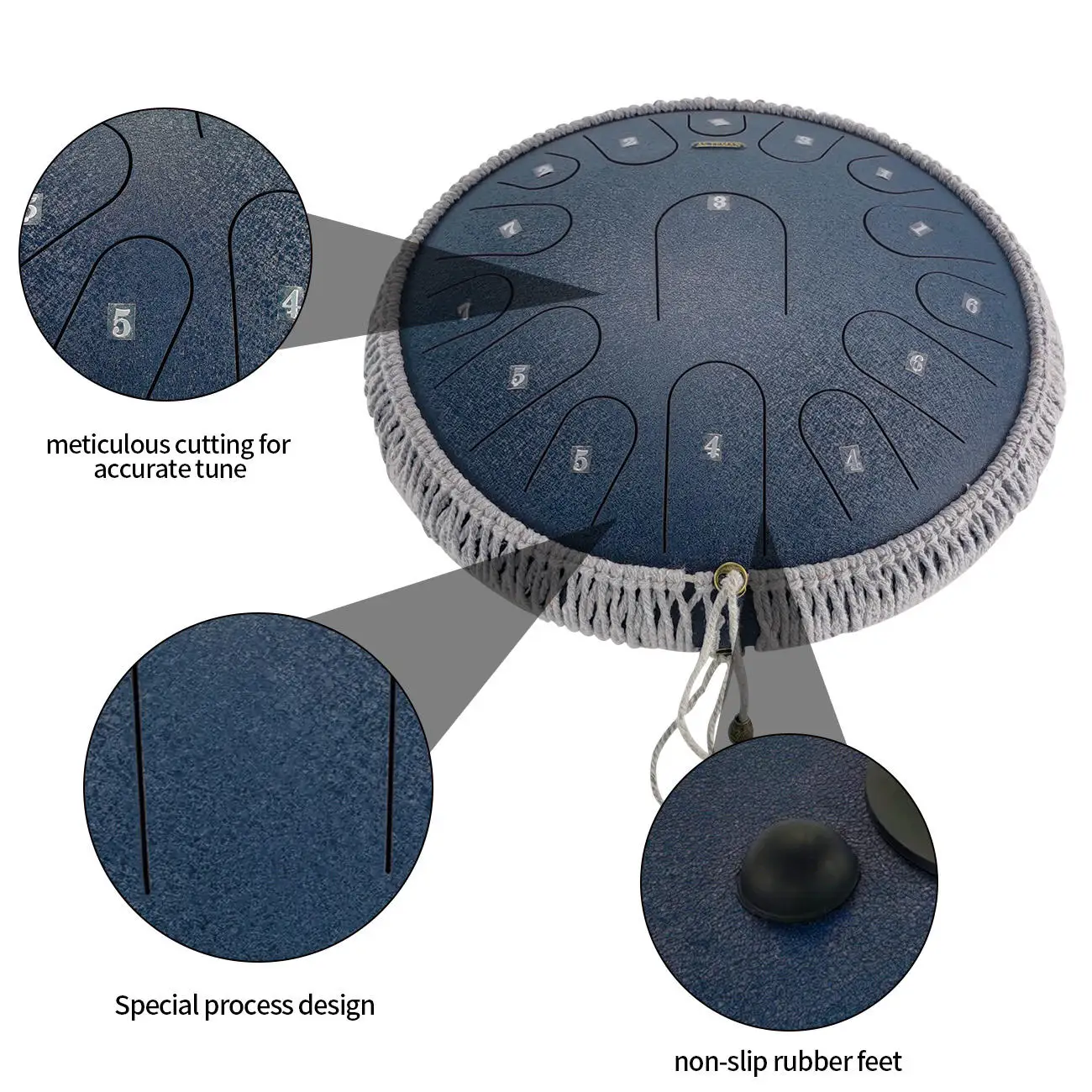 ASTEMAN Steel Tongue Drum Star series Starry blue 14 inch 15 tone C key Lotus Steel Tongue Drum